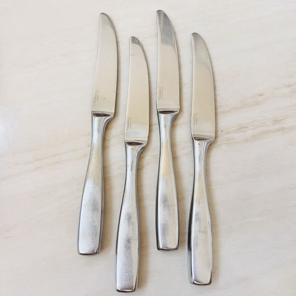 4pc YAMAZAKI Belgrove Dinner Knife 9 1/4” Stainless Glossy New French Hollow
